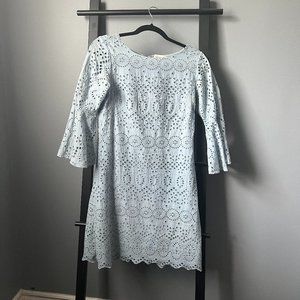 Blue Cotton Dress with eyelet (XS)